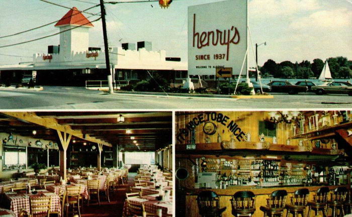 Henrys Restaurant (Henrys on the River) - Old Postcard (newer photo)